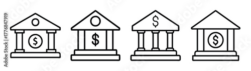 Bank building icon set vector illustration for finance investment and savings concept design