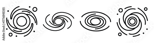 Vector illustration of galaxy spiral shapes for astronomy science and space exploration design concept