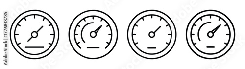 Illustration of speedometers showing different levels of speed and fuel consumption indicator
