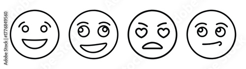 Four simple emoji faces vector illustration for social media expressions and communication needs
