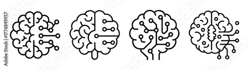 Artificial intelligence brain circuit concept vector illustration for technology and ai design