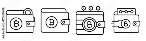 Cryptocurrency bitcoin wallet vector illustration digital money secure blockchain technology asset