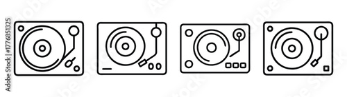 Collection of vintage record player turntable vector illustration for music lovers and audiophiles