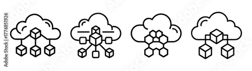 Cloud computing network diagram showing data transfer and storage solutions for business needs online