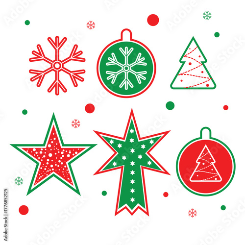 christmas icon snowflakes ,star,tree,lampion ,meery christmas icon