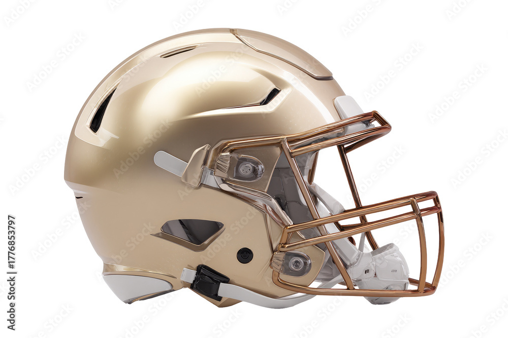 Fototapeta premium Golden football helmet, profile view