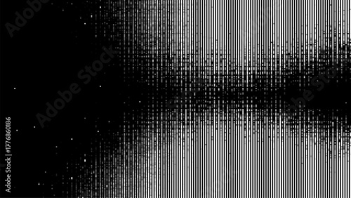 Glitch background vector with horizontal striped texture. Digital pixel noise for video game overlay. Abstract technology visualization.