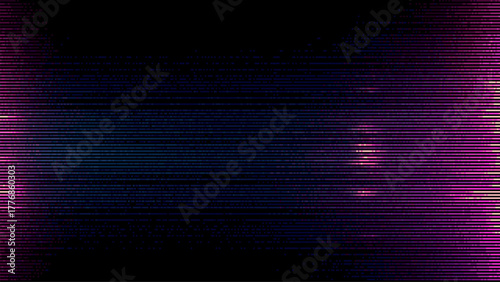 Digital data glitch background with abstract horizontal lines and colorful artifacts. Technology graphic for modern design and virtual concept.