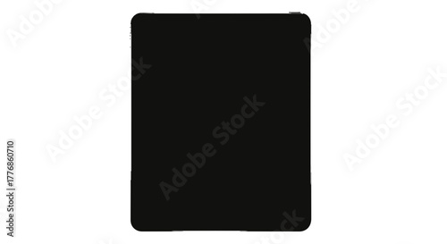 Sleek minimalist black tablet device isolated on a white background surface