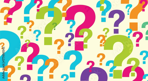 Vibrant question marks creating a playful and thought-provoking background image