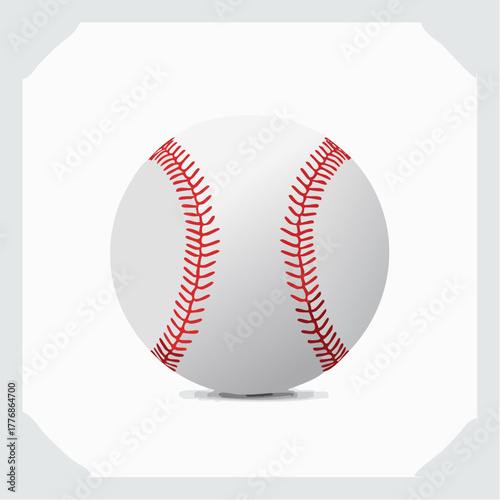 Baseball vector illustration - white athletic ball with professional red stitchingf