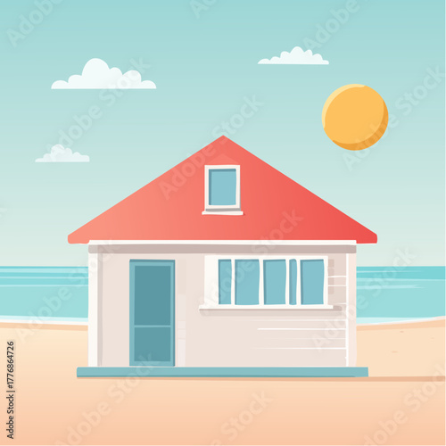 beach house on the sandy ocean shore