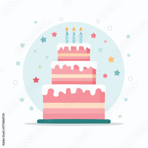 Layered birthday cake for bday celebration