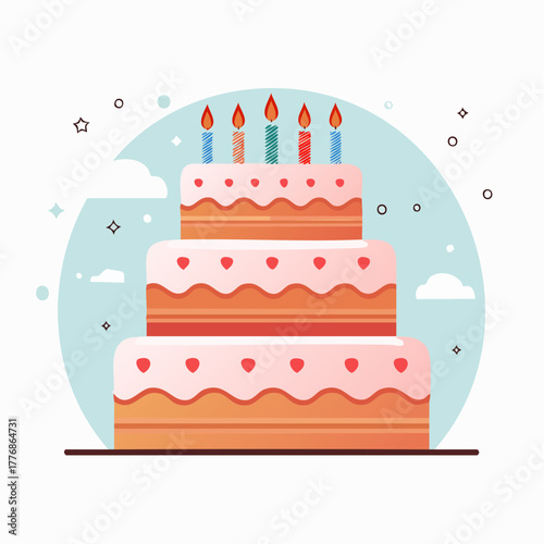 Layered birthday cake for bday celebration