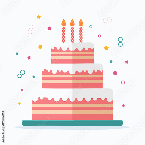 Layered birthday cake for bday celebration