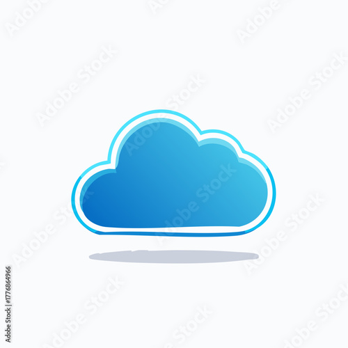 Blue cloud logo - simplistic vector illustration design