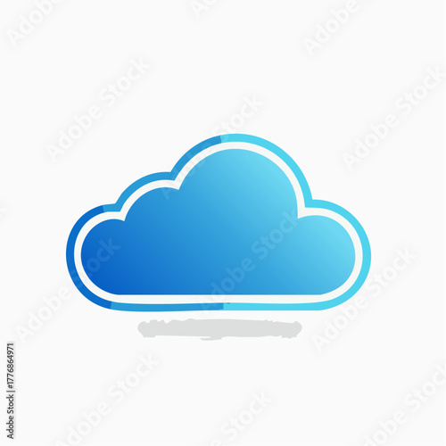 Blue cloud logo - simplistic vector illustration design
