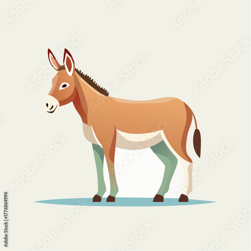 Donkey - 2D vector illustration of natural wildlife, 