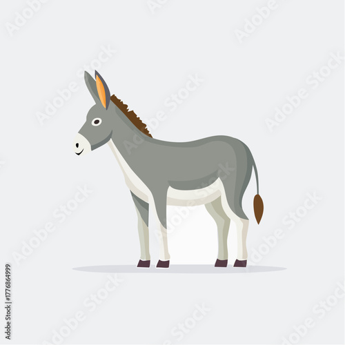 Donkey - 2D vector illustration of natural wildlife, 