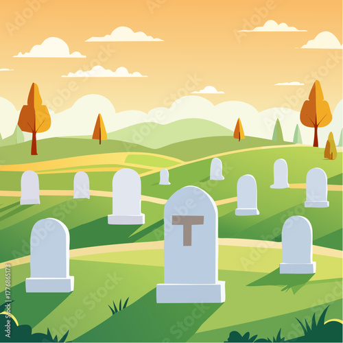 Graveyard - gravestones in a cemetery outdoors