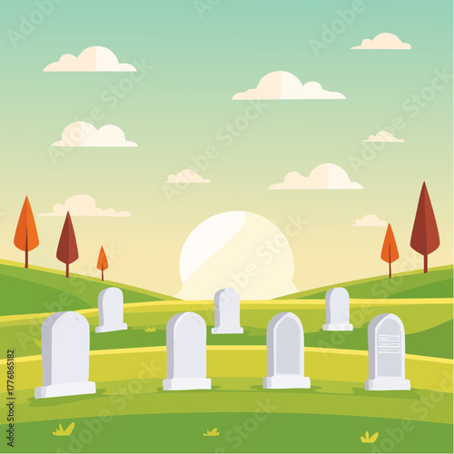 Graveyard - gravestones in a cemetery outdoors