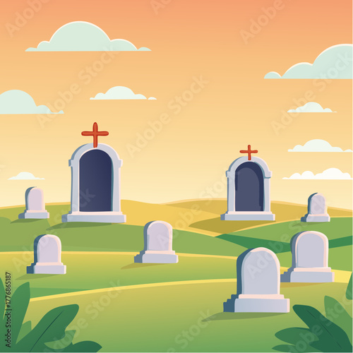 Graveyard - gravestones in a cemetery outdoors