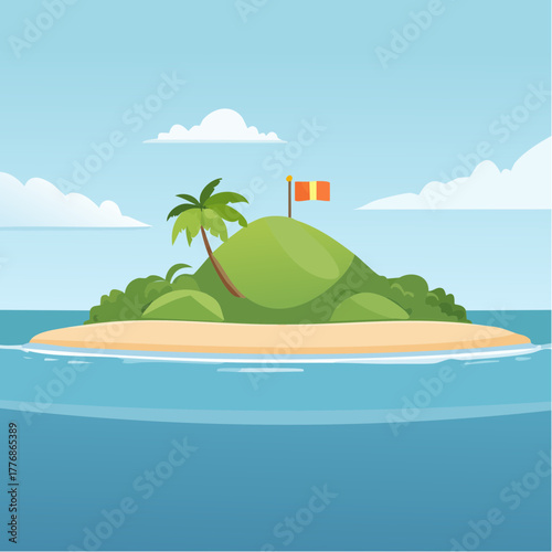 Deserted island in the middle of the ocean