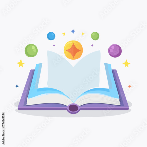 Literacy concept with an open book and pages for story time - literature and novel