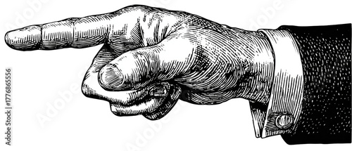 Detailed black and white hand illustration