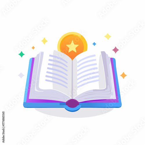 Literacy concept with an open book and pages for story time - literature and novel