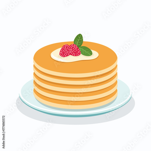 Stack of pancakes - flapjacks with berry topping for breakfast