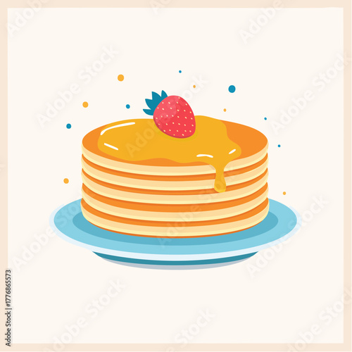 Stack of pancakes - flapjacks with berry topping for breakfast