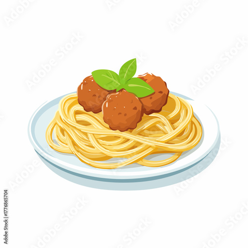 Spaghetti and meatballs - noodles with marinara sauce and meat for a hearty italian dish 