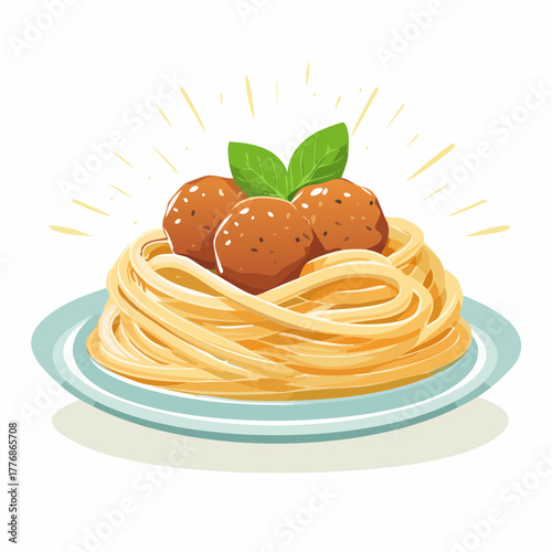 Spaghetti and meatballs - noodles with marinara sauce and meat for a hearty italian dish 