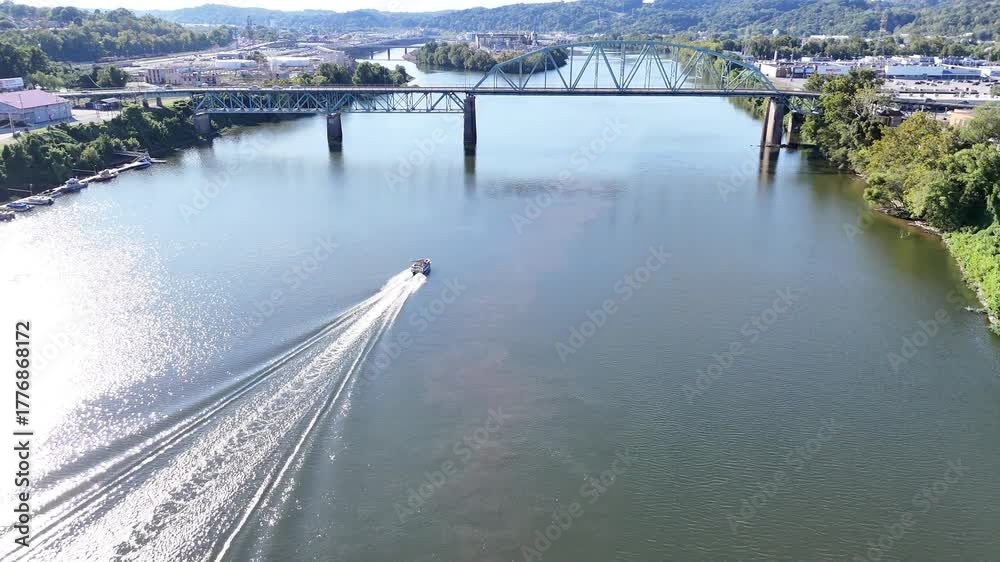 custom made wallpaper toronto digitalSouth Charleston City Skyline Over Kanawha River With Patrick Street Bridge and Blaine Island In Distance