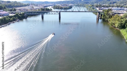 Wallpaper Mural South Charleston City Skyline Over Kanawha River With Patrick Street Bridge and Blaine Island In Distance Torontodigital.ca