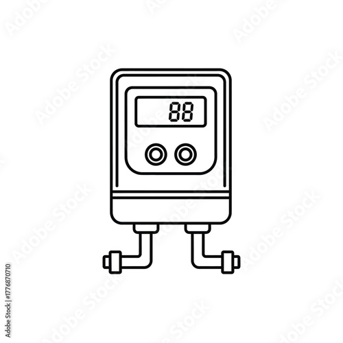 Tankless Water Heater Outline Vector Illustration Energy Efficient System