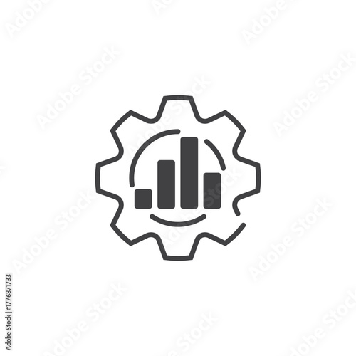 vector design of gear and curve graphic symbol of business movement system.