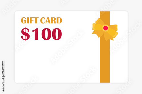 Simple $100 Gift Card with Golden Ribbon