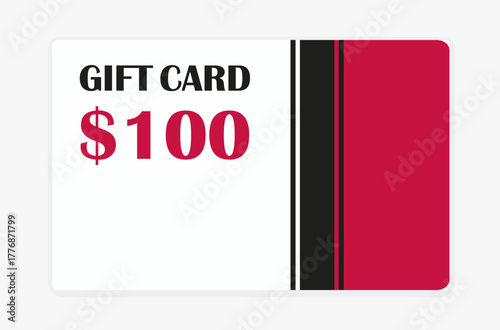Striking $100 Gift Card with Red and Black Design