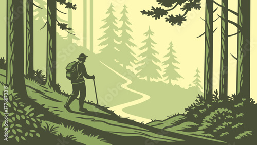 silhouette of a man walking in the forest
