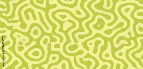 Creative abstract background with organic amoeba-like shapes. Fluid biological vector pattern in lime green for wallpaper or textile