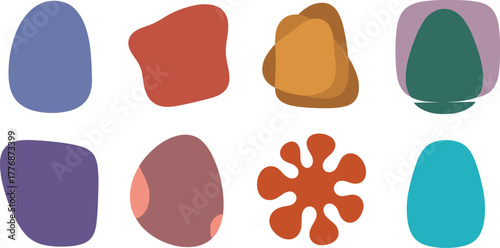 Abstract Shapes Collection Organic Blob Forms in Various Colors