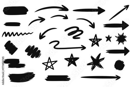 set of different arrows hand drawn arrows