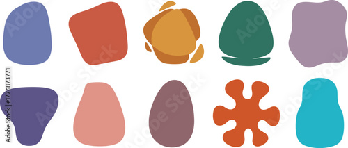 Abstract organic shapes set for design elements and creative backgrounds, vibrant colors