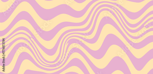 Groovy Retro Aesthetic Background with Wavy Lines in Soft Pastel Tones