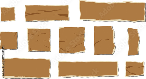 Collection of Brown Paper Scraps with Torn Edges - Scrapbooking Elements