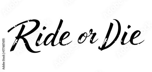 Handwritten inscription “Ride or Die” in expressive black ink calligraphy, isolated on transparent background