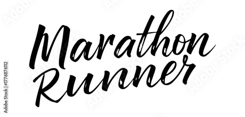 Handwritten inscription “Marathon Runner” in elegant black ink calligraphy, isolated on transparent background