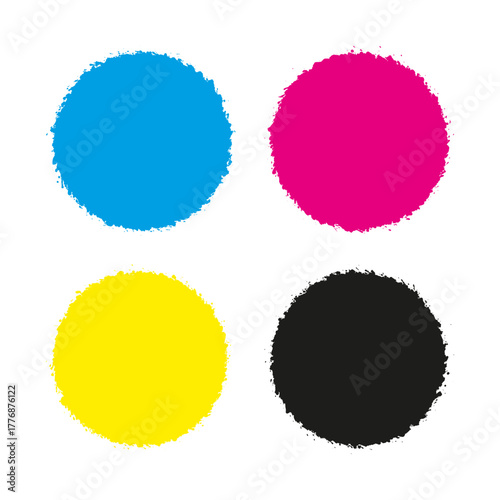 Ink Splatter Circle Shape CMYK Icons